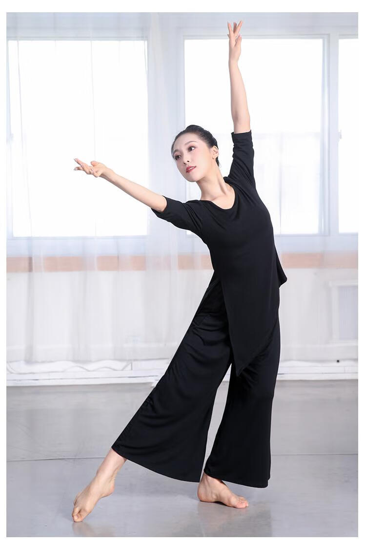 形体服女套装舞蹈服装练功服女上衣春夏短袖莫代尔古典舞形体现代舞阔