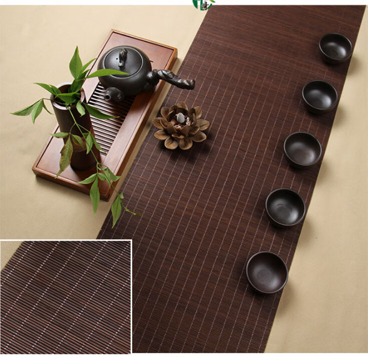 茶席竹席茶帘竹帘茶具配件茶垫茶艺功夫茶道六君子隔热垫竹垫创意简约