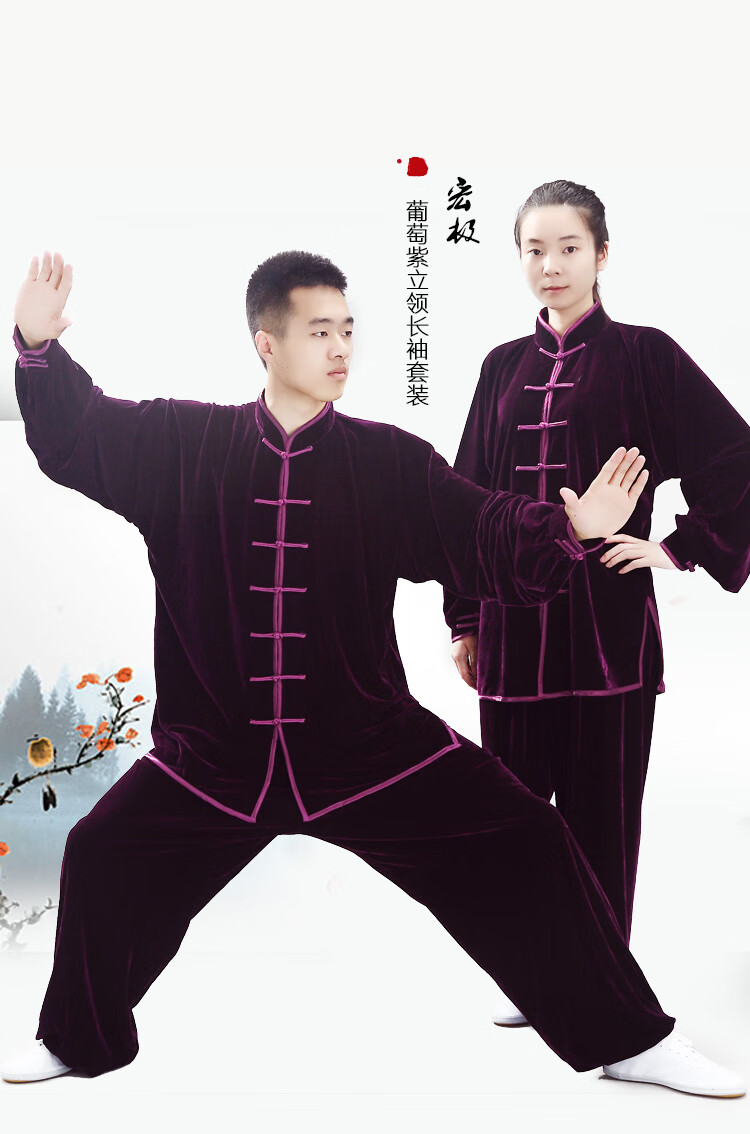 秋冬季金丝绒太极服上衣宏极女新款练功服武术练拳服装男练武加厚