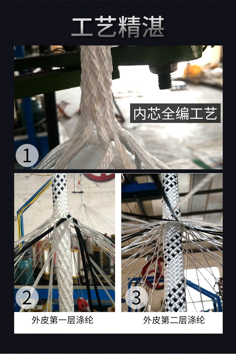 超耐磨耐用蜘蛛人高空作业绳外墙清洗吊绳保险绳带绳16mm 带坐板 u型