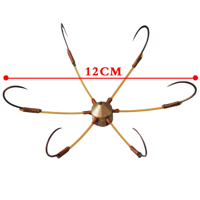 越南锚钩六爪锚钩无倒刺爆炸钩蜘蛛筏钓钩弹簧钩挂鱼钩 钩加大线加粗