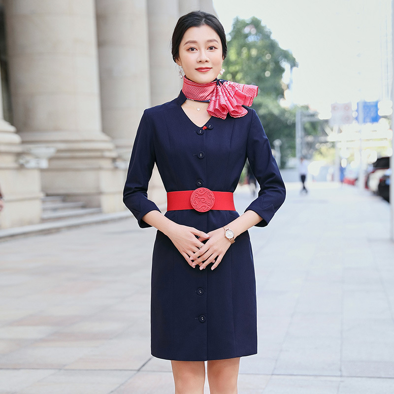 可开票 东航空姐制服职业套装女航空工作服女气质修身