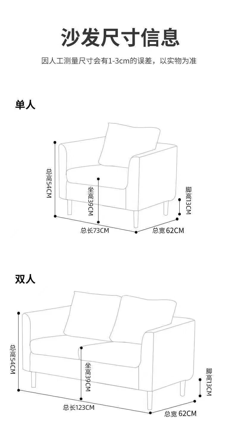 15，夏天 沙發小戶型客厛現代簡約出租房可拆洗臥室三人網紅小沙發佈藝沙發 湖藍色 173cm 三人位【】乳膠款