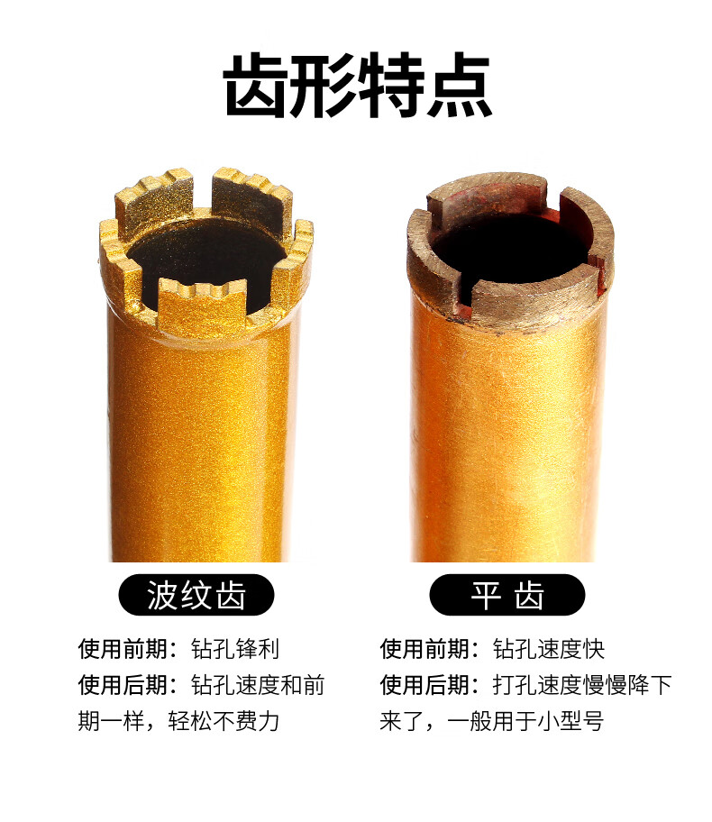许诺水钻头4分6分1寸管波纹齿卫生间油烟机管道水泥打孔空心钻180350