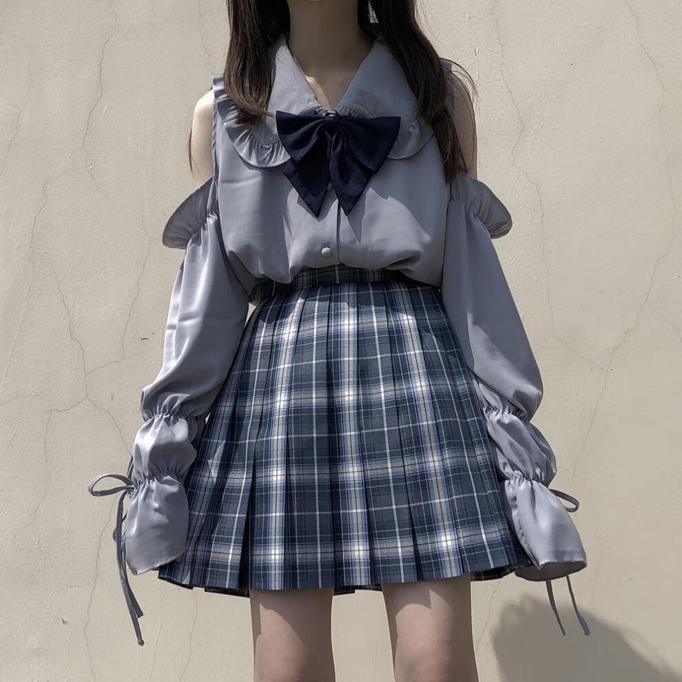 灰色 上衣 裙子 领带 2xl  品牌: 蔻梅(koumei) 商品名称:jk制服格裙