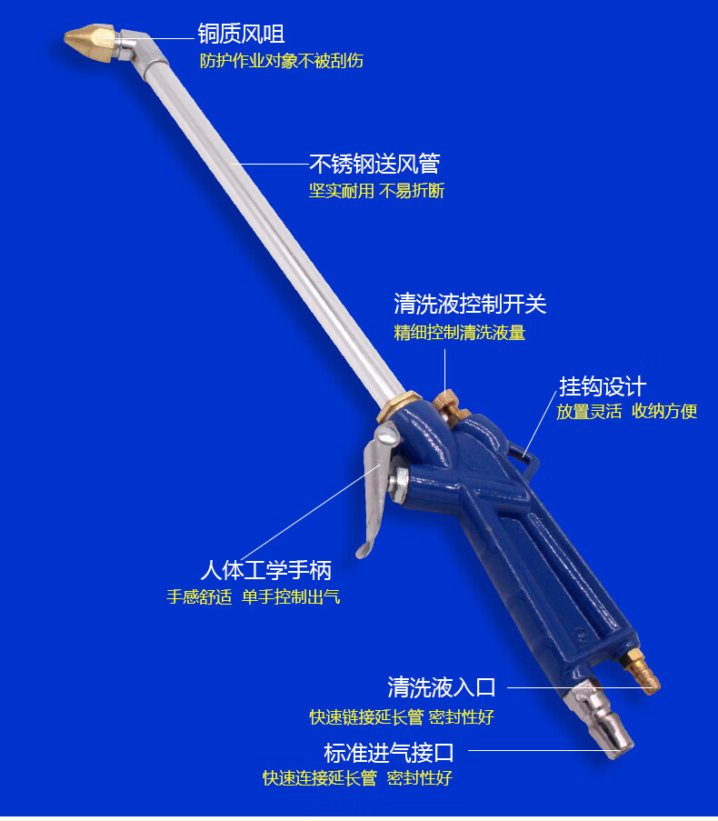 水气动两用清洗枪立式发动机清洗壶引擎喷水枪喷油枪空调清洗手握铝