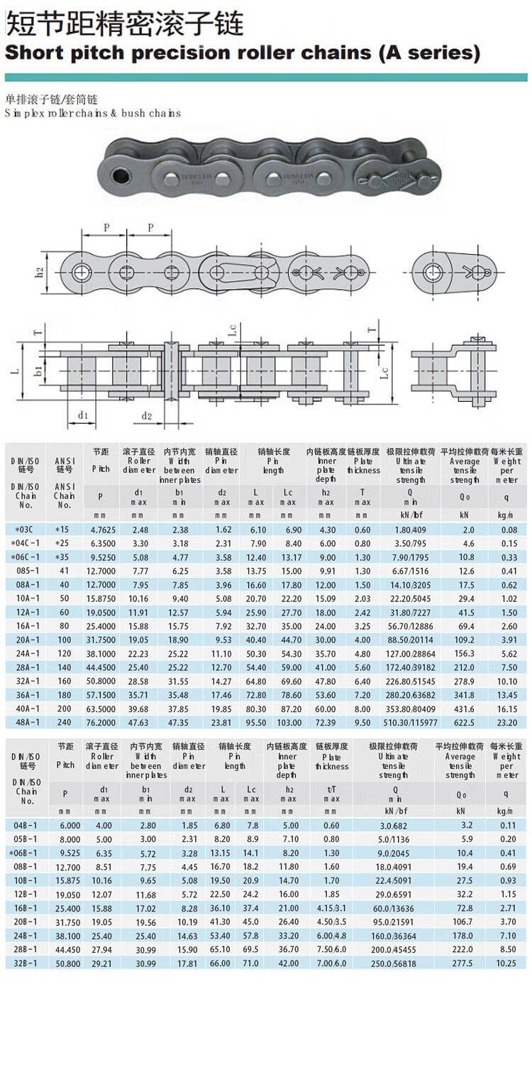 工业传动链条3分06b4分08b5分10a6分12a1寸16a高速精密链条6分单排12a