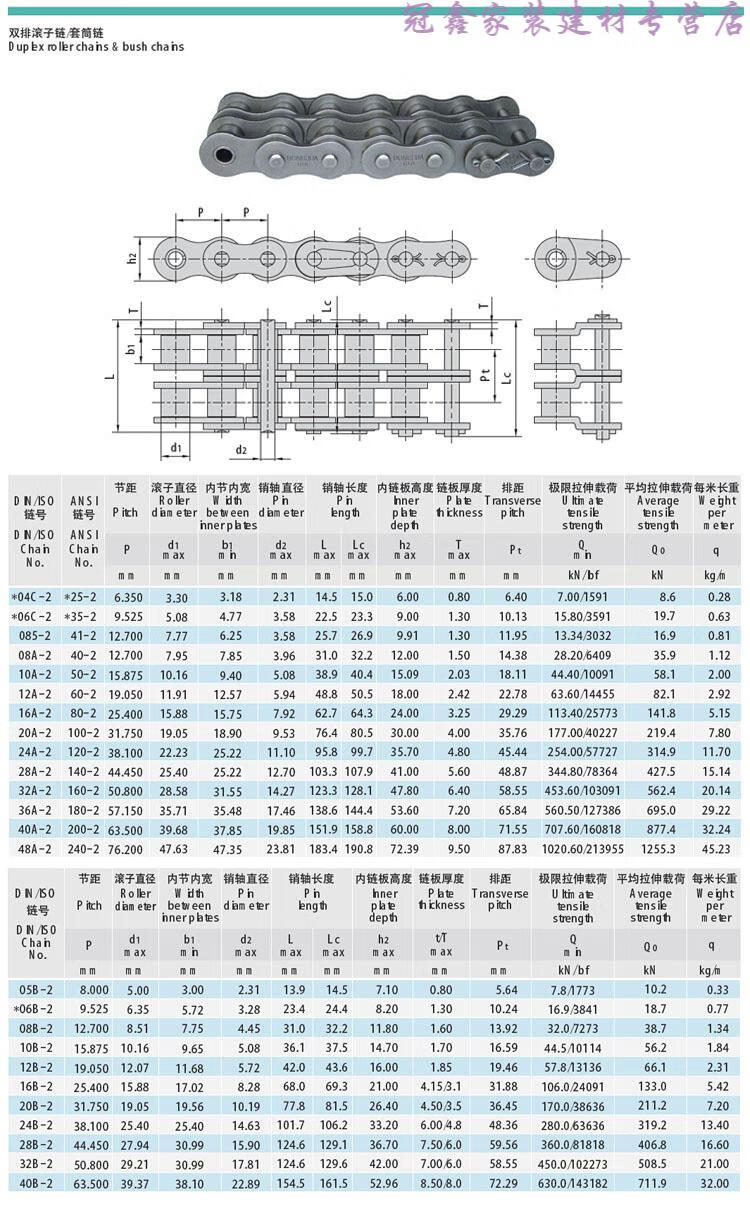 工业传动链条 3分06b 4分08b 5分10a 6分12a 1寸16a单排双排 1.