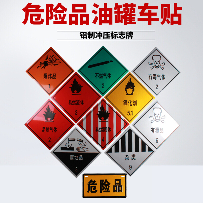 铝板危险品标识牌油罐车安全告示易燃气体液体固体腐蚀品杂类有毒