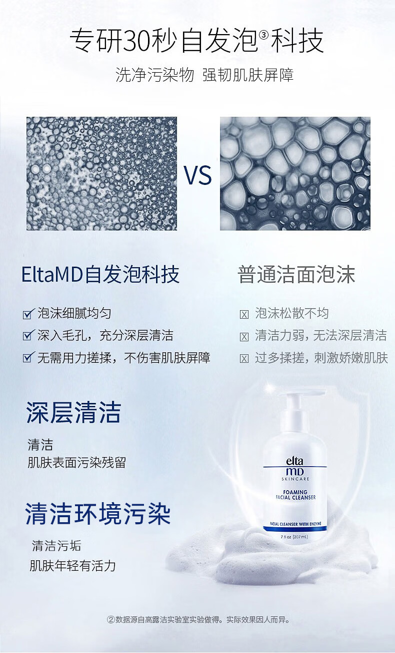 Elta MDElta氨基酸洗面奶女男士深层清洁控油去油敏感肌油干皮泡沫洁面乳 【温和洁净】氨基酸洁面207ml