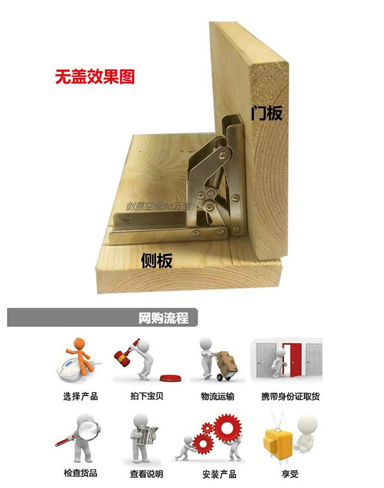 90度门铰折叠隐形大弯连接配件暗合页180度折页支撑家具五金铰链合页