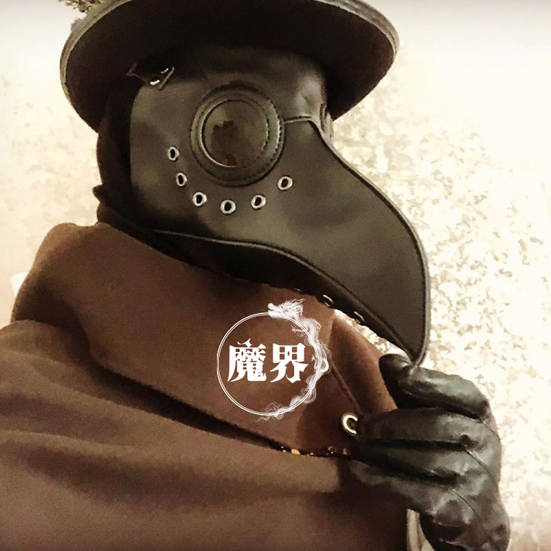 scp049鸟嘴面具瘟疫医生cos服乌鸦嘴全脸男恐怖万圣节化妆舞会道具黑