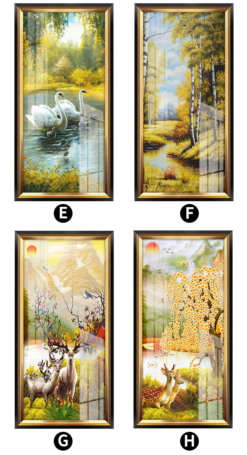 发财树玄关装饰画竖版进门画流水生财挂画风水壁画过道山水画 a款流水