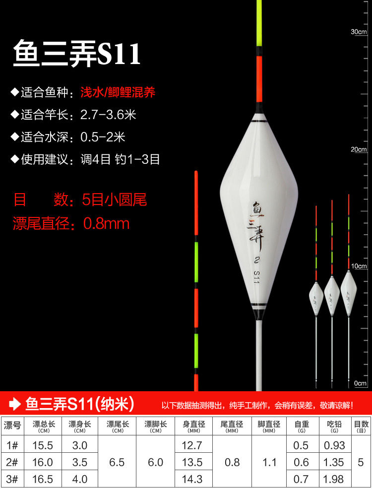 f浅水水皮鱼漂纳米草洞冰洞小鲫鱼浮漂短漂小漂渔具垂钓用品音然s113