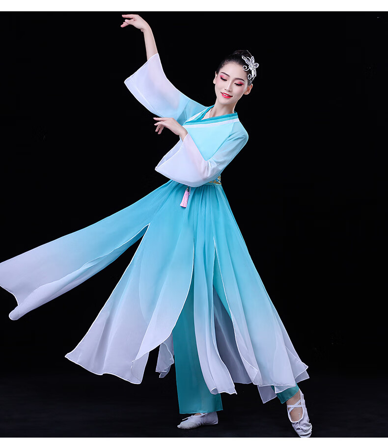 古典舞演出服女飘逸中国风现代扇子舞套装古装汉服女超仙舞蹈服装