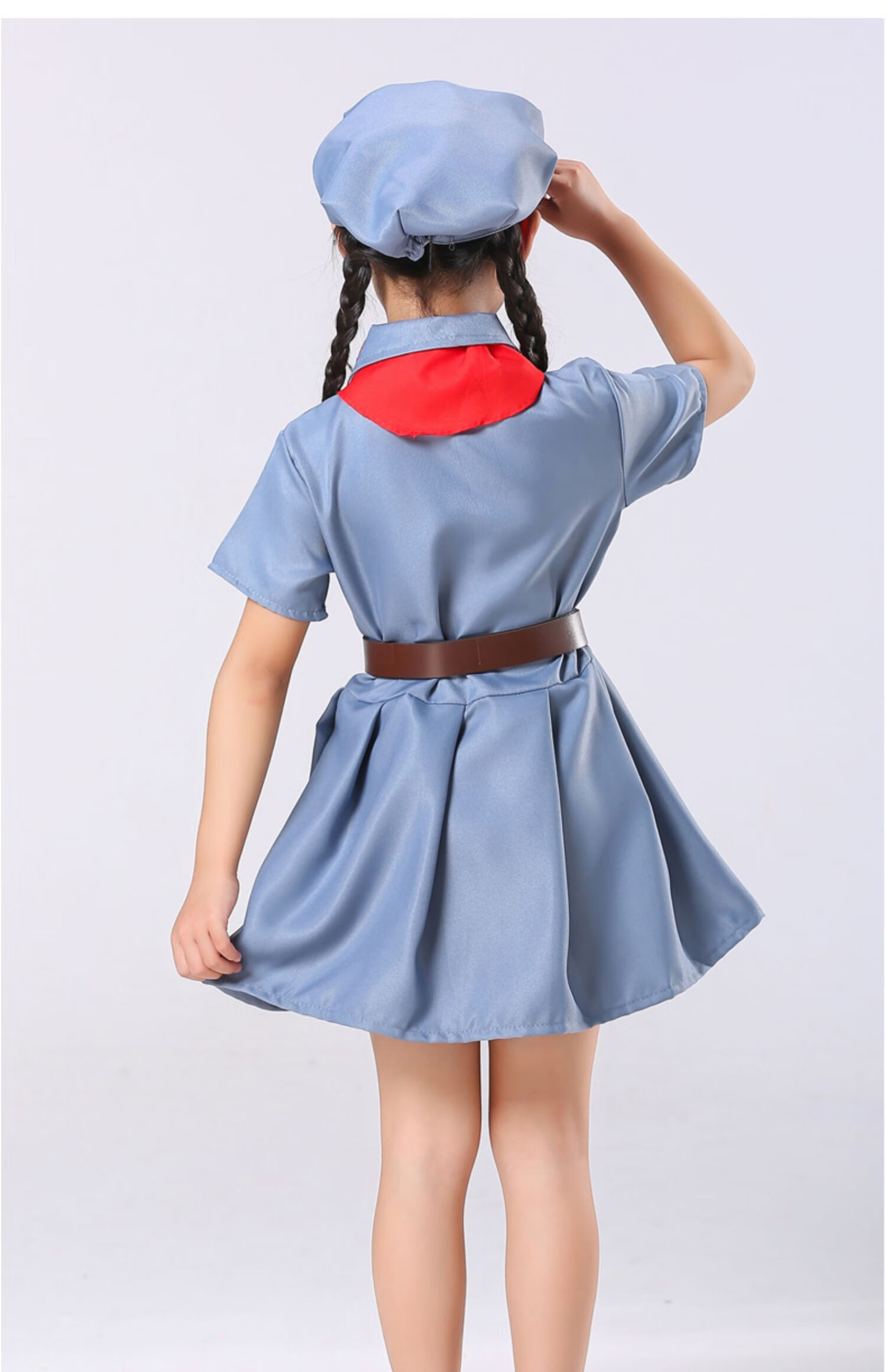 红军衣服儿童小孩红军演出服服65式闪闪红星小红军衣服蓝色女款裙子