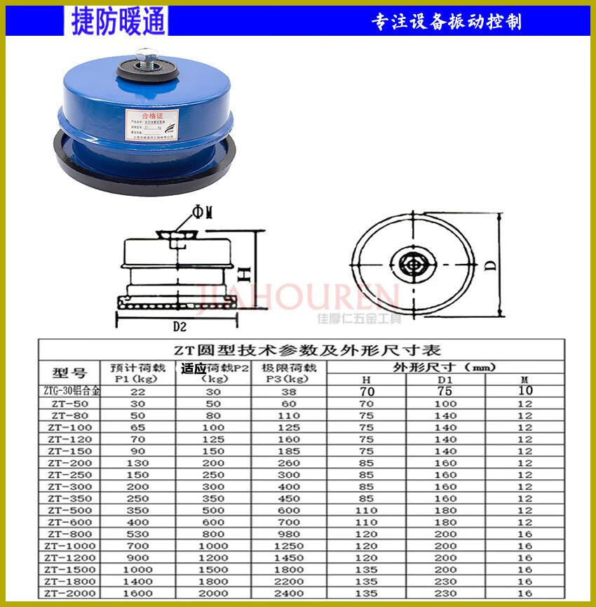 阻尼弹簧减震器消防风机水泵中央空调机械设备防振垫落地减震器国标zt