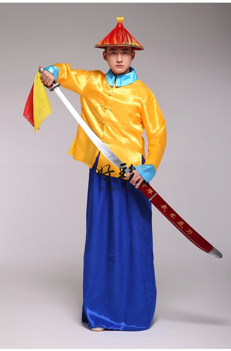 清朝官兵服衙役服装舞台演出服大内侍卫戏服太监公公黄马褂古装男新