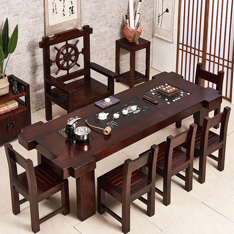 老船木茶桌椅组合实木家具办公泡茶桌家用茶台新中式简约功夫茶几 260