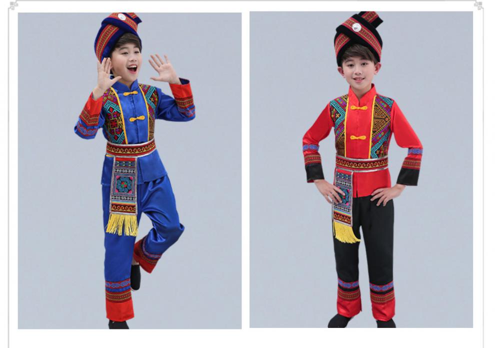 新款儿童少数民族服装广西壮族三月三男童表演服饰舞蹈演出女童服