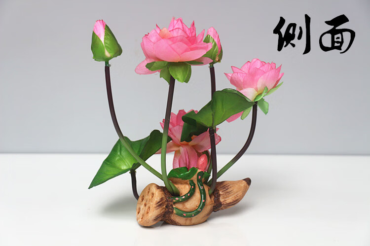 仿真水草荷花莲藕鱼缸造景装饰水族箱莲花塑料水草绢布假荷花莲子21