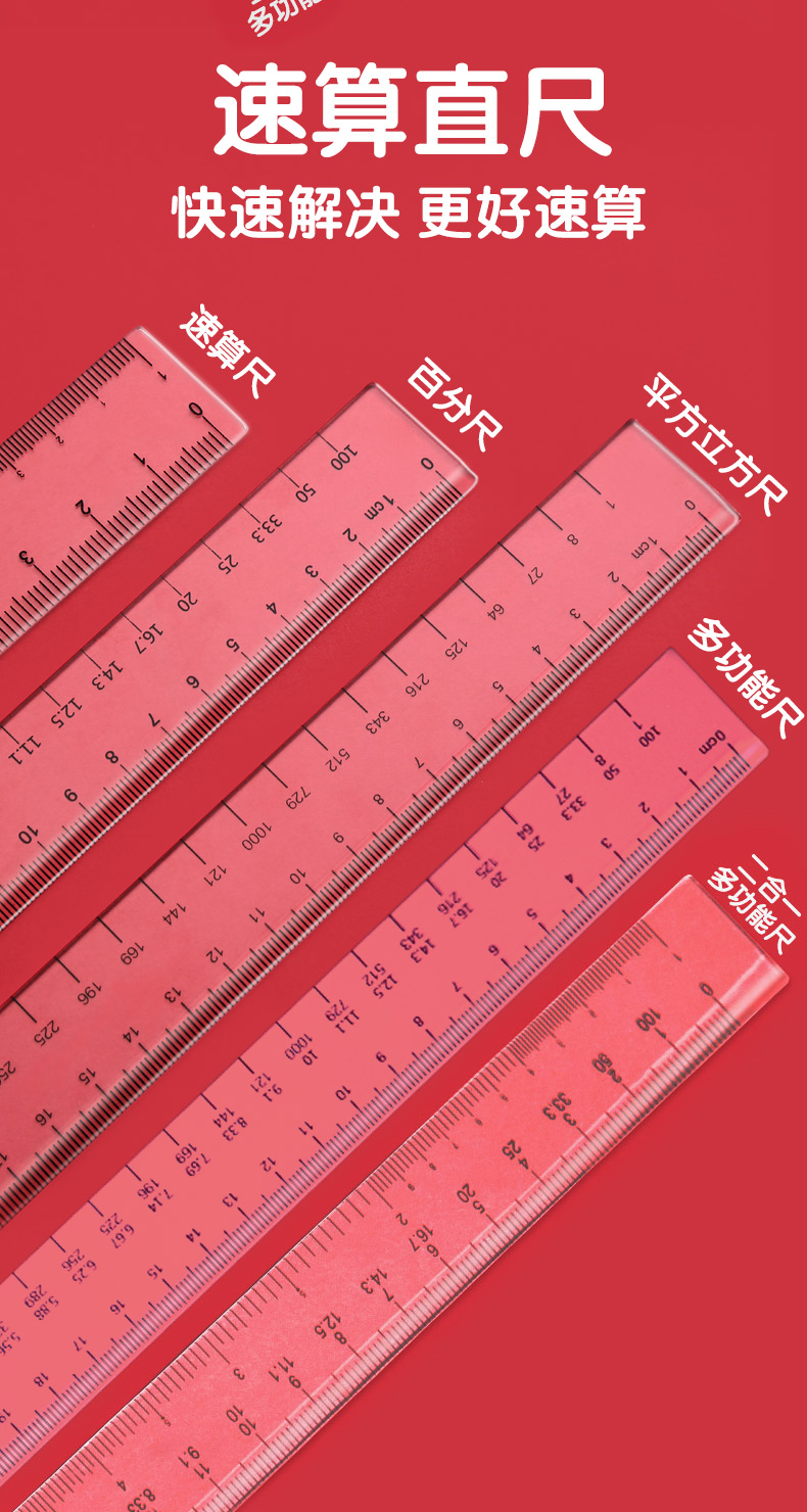 公考速算尺计算百分尺百化分直尺公务员考试专用尺子图推立体橡皮套装