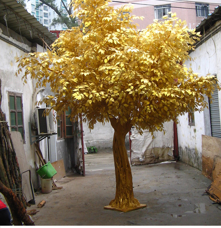 苏茂仿真大树假树仿真榕树仿真大型植物黄金树摇钱树装饰仿真金色榕树