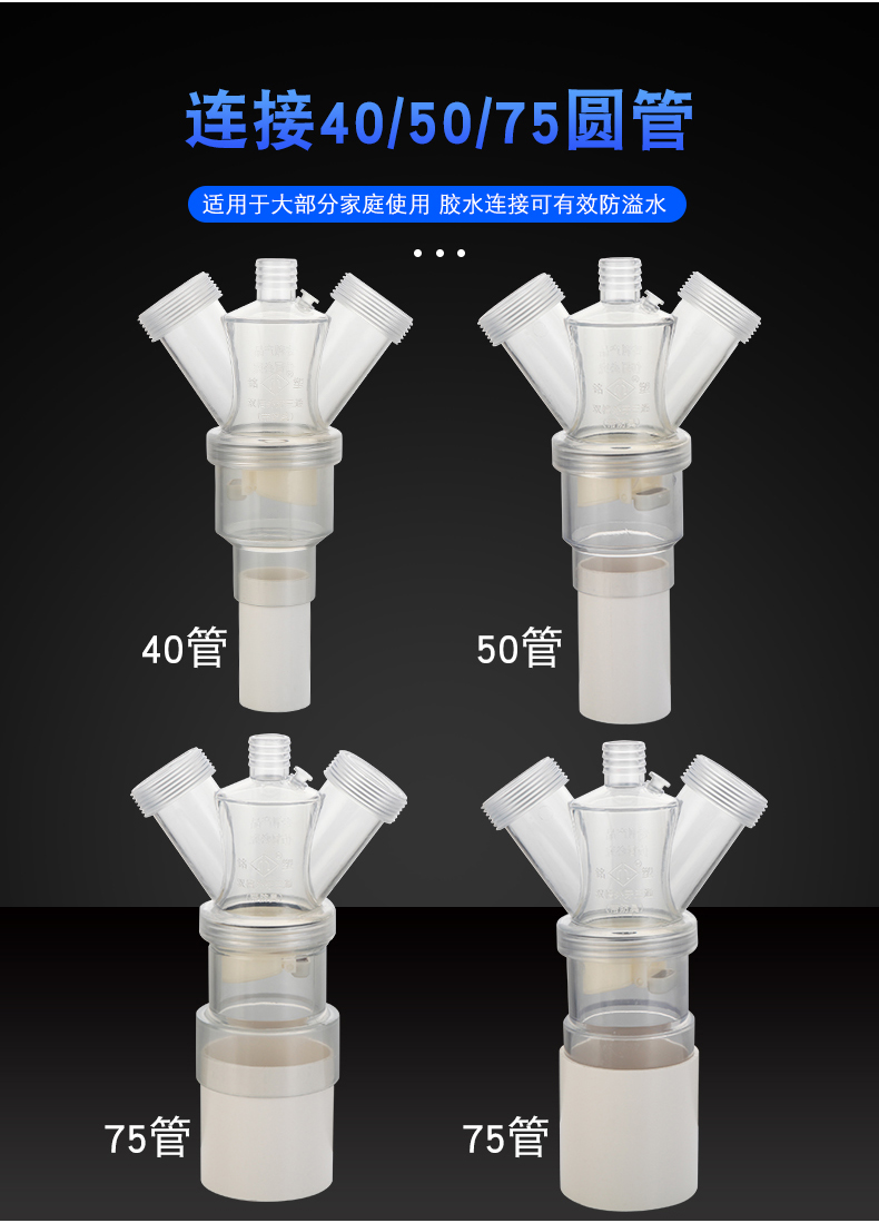 厨房水槽洗碗机净水器下水管道三通防溢水小厨宝排水管二合一三通定制