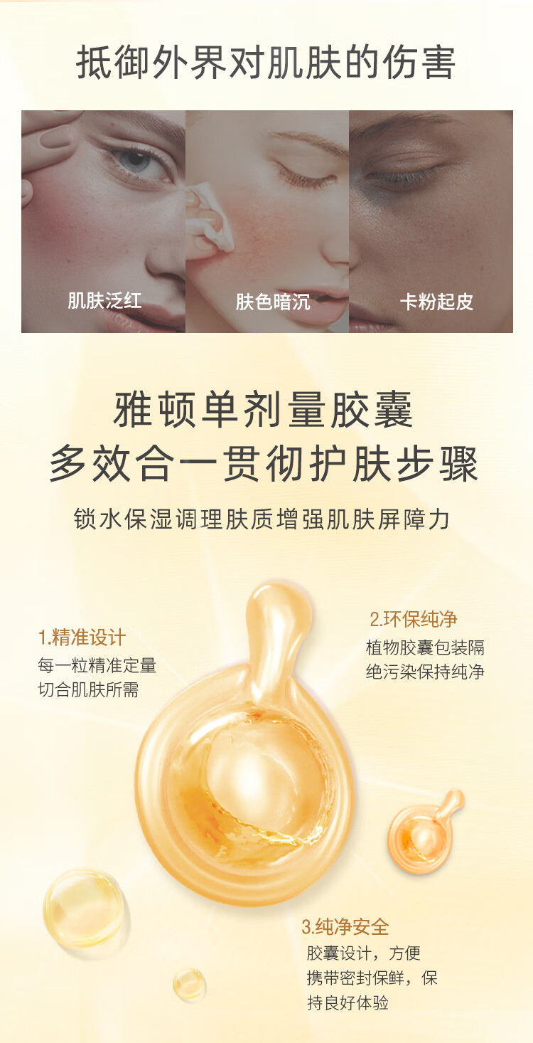 Elizabeth Arden雅顿金胶粉胶精华 时空焕活面部胶囊精华 紧致修护肌肤 护肤礼物 金胶90粒 维稳肌肤 次抛早C