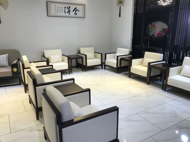 新中式贵宾区接待室会议沙发茶几组合新中式vip商务单人沙发椅简约