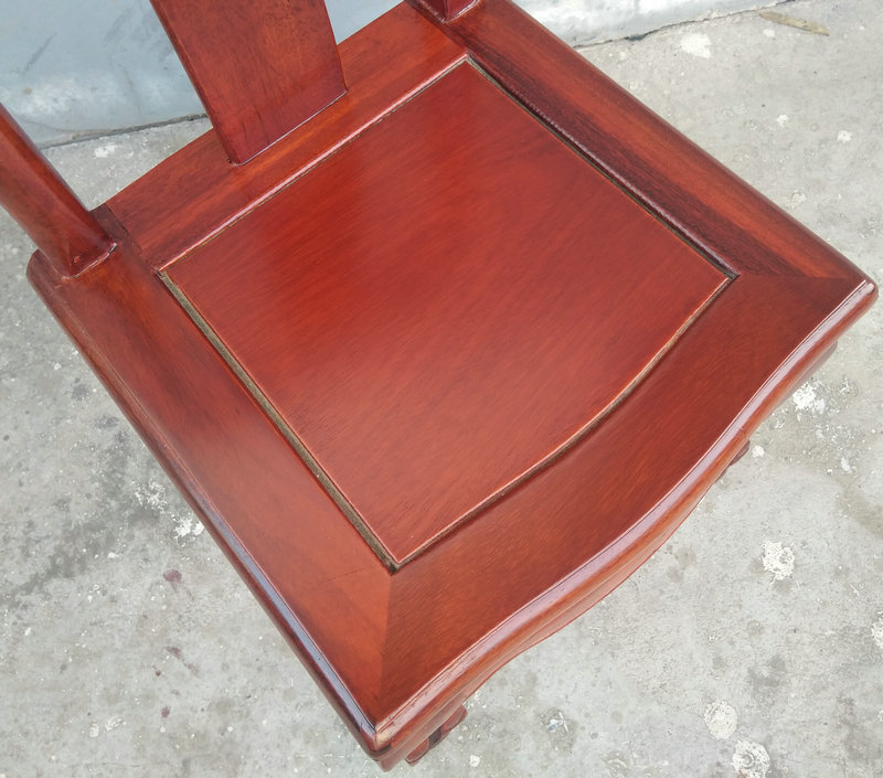 木椅木靠背椅小官帽椅儿童椅 木子凳子仿古家具 圆盘豆小椅茶色34*30*