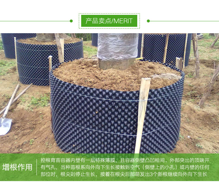 购优汇植树专用控根器围树板塑料排水板移苗育苗容器园林绿化工程阻根