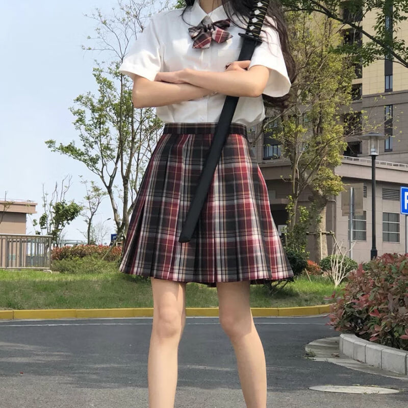 日系jk制服套装温柔一刀格裙山吹冰淇淋电竞少女jk短袖格裙百褶裙ll白