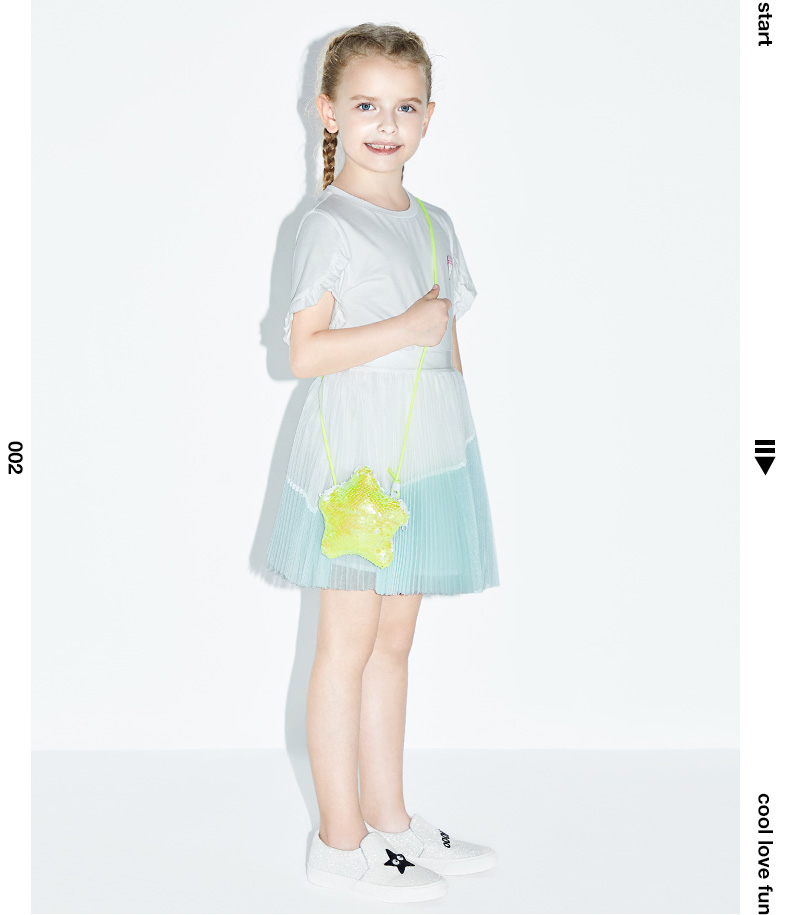 little moco童装夏装新款儿童清新百褶网纱半裙女童洋气公主 冰淇淋