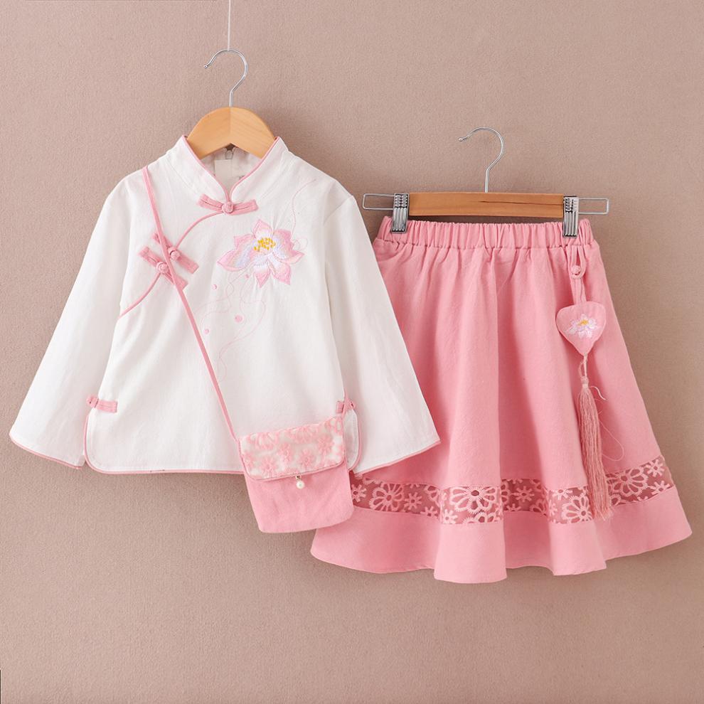 宝宝周岁礼服童装女童汉服洋气公主裙春秋女孩古装民国风礼服儿童裙子