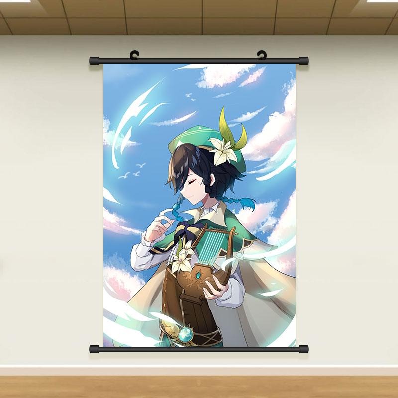 风神巴巴托斯超大海报背景墙装饰画olevo温迪09白画布更清晰70x105cm