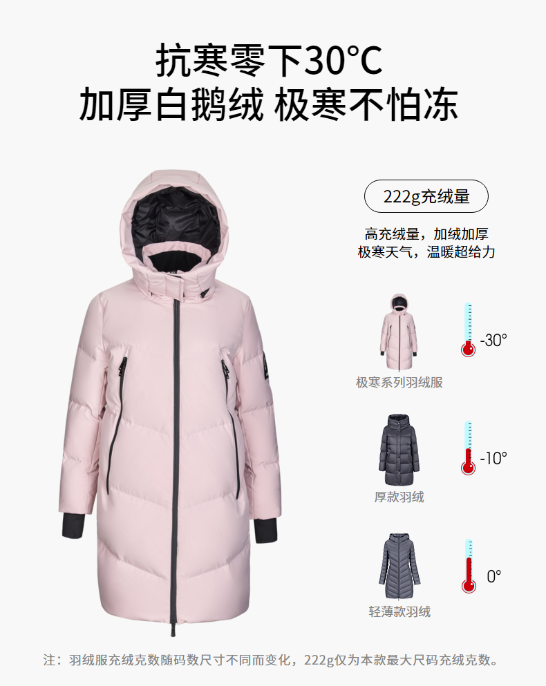 【极寒】高梵鹅绒羽绒服2020年新款女撞色贴标加厚中长款秋冬外套 浅