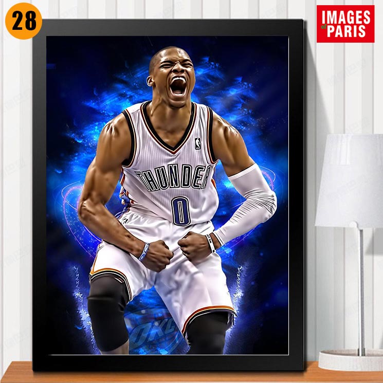 nba威少雷霆队火威斯布鲁克装饰画威少篮球球星海报挂画体育用品店