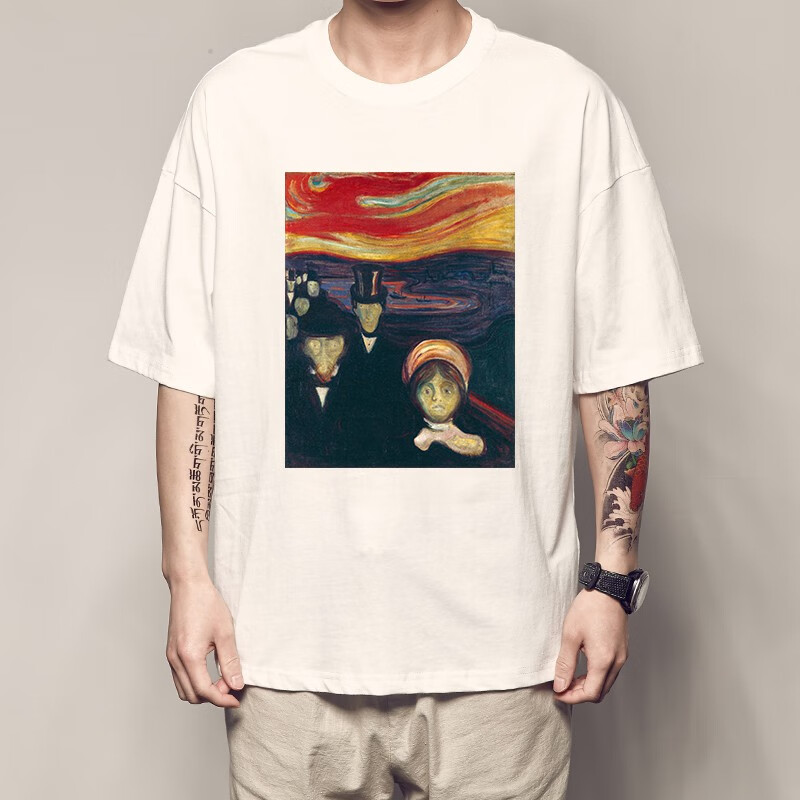 爱德华蒙克呐喊t恤尖叫涂鸦表现主义短袖世界名画油画