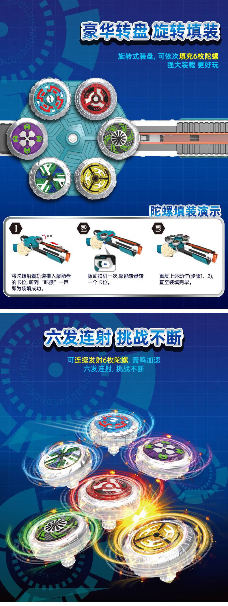 魔幻陀螺 魔幻陀螺枪玩具6发5代4男孩三儿童新款左轮旋风旋转坨螺3