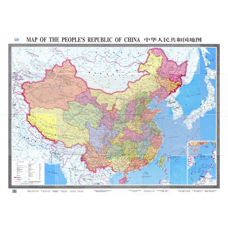 共和国地图中国地图中英文15米超大无拼纸质加盒高清办公室商务接待