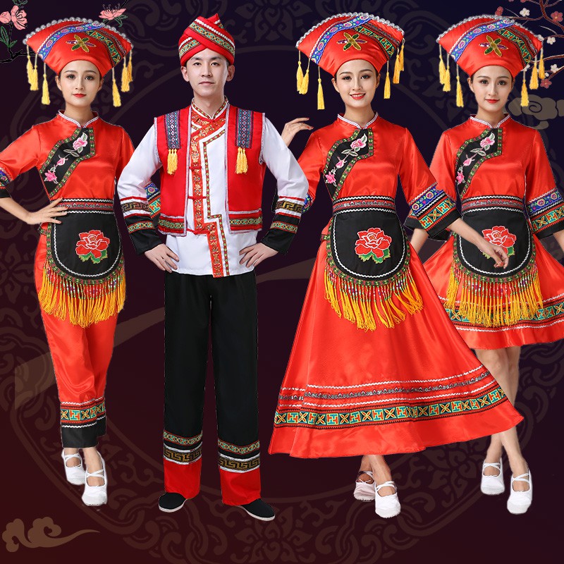 新款壮族三月三舞蹈表演服装广西少数民族演出服饰56个民族服装· 女