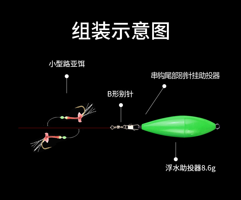 飞蝇钩路亚串钩翘嘴仿生饵白条钓组拟饵鱼皮套装虾皮鱼钩路亚飞蝇抛