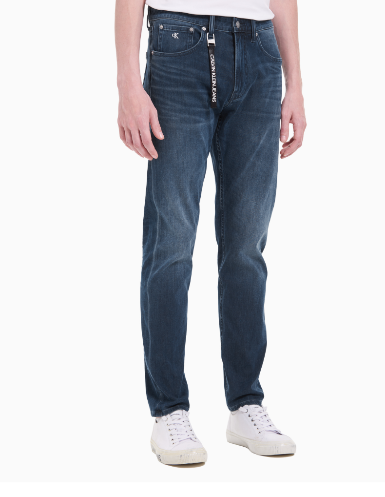 【618】ck jeans 2021春夏款男装深蓝色洗水时髦楔形版牛仔裤ckj055j