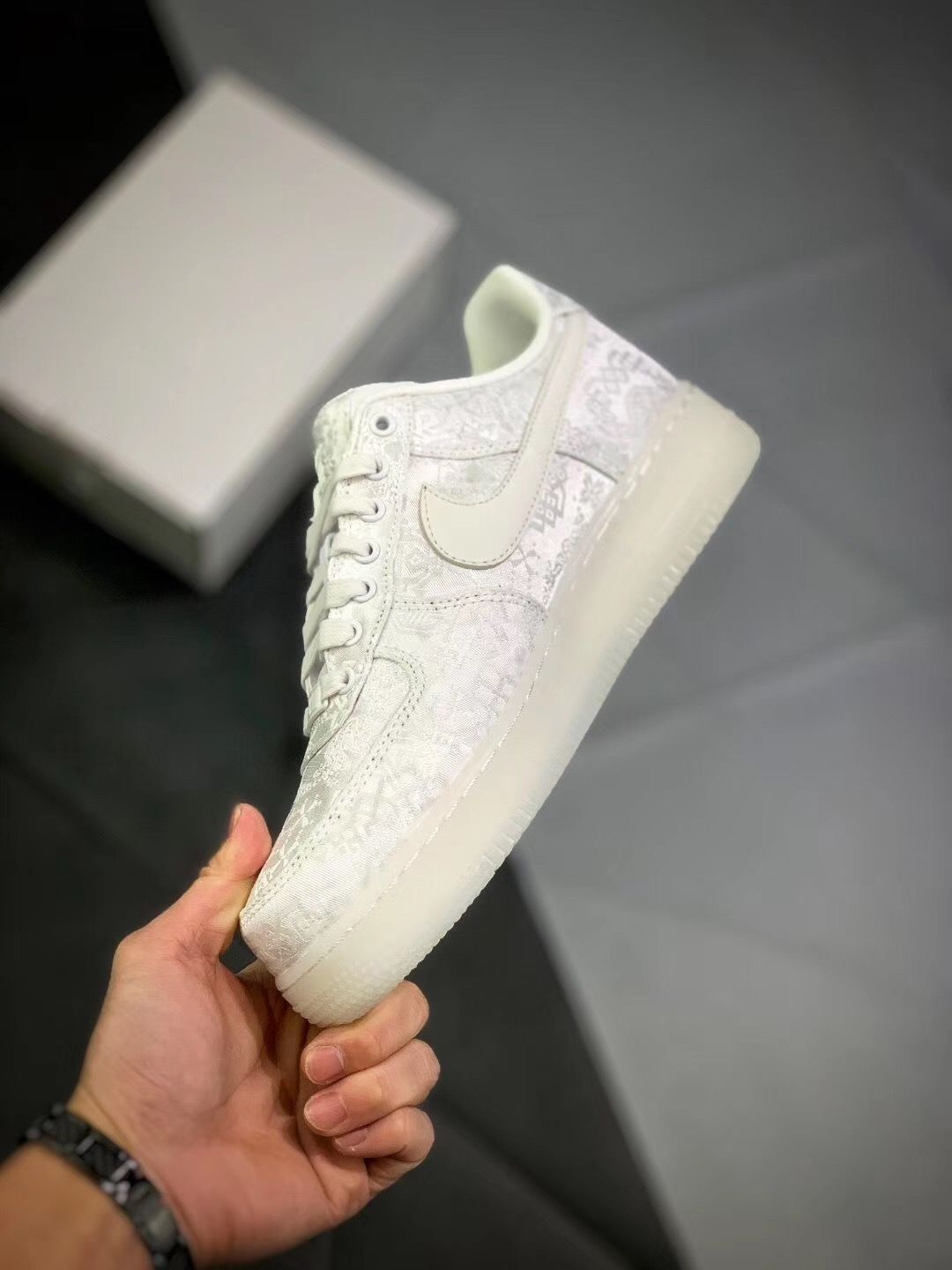 af1 粉丝绸低帮板鞋clot黑蓝丝绸空军一号aj·1白丝绸