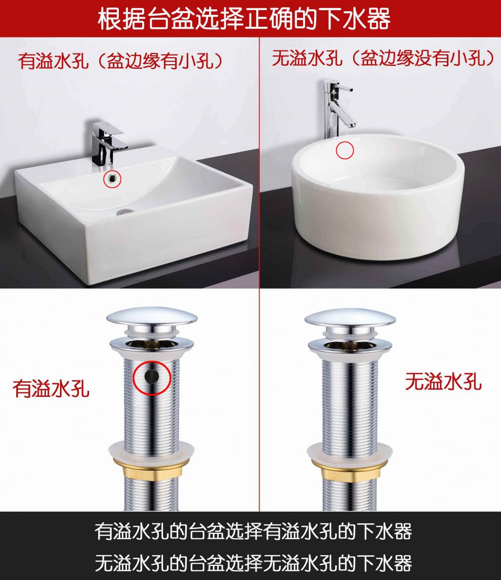 带过滤头发铜洗脸加厚台上盆加长下水器加高螺丝螺纹弹跳落排水器防臭