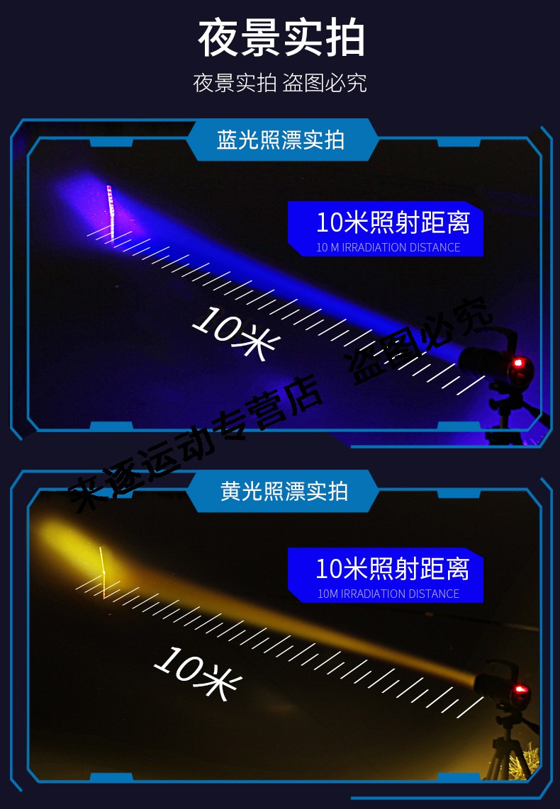 灯蓝光紫光台钓亮强光鱼灯氙气钓灯大功率手电筒m6基础套餐不含电池