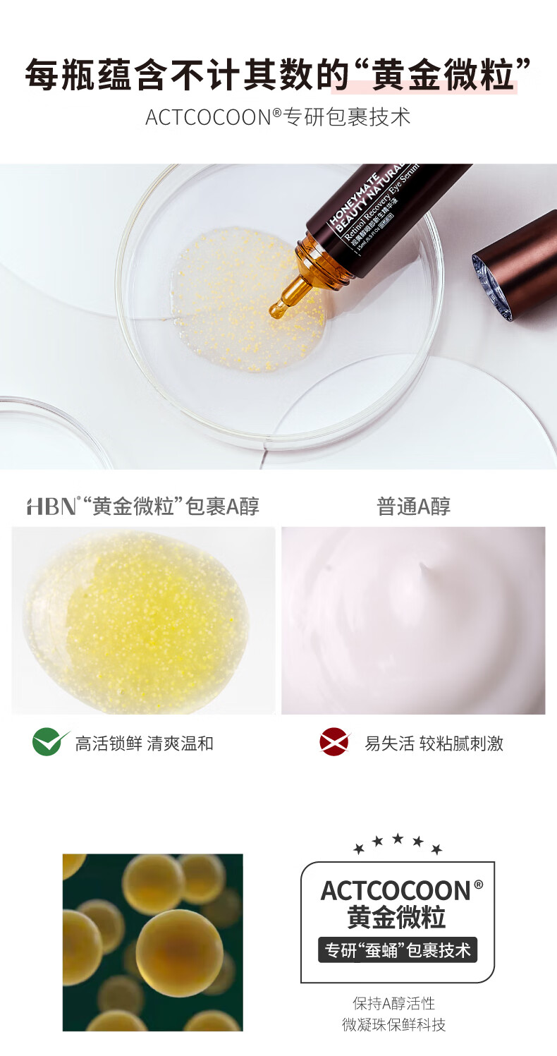 HBN视黄醇眼部精华液双A醇咖啡因提拉紧致淡化皱纹 视黄醇眼部精华15ML