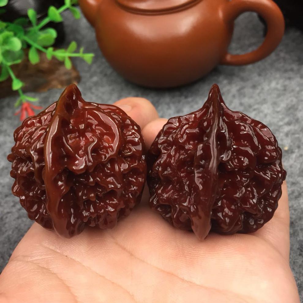 朴芬机刷包浆玉化文玩核桃官帽核桃把玩练手核桃尺寸45左右七夕情人节