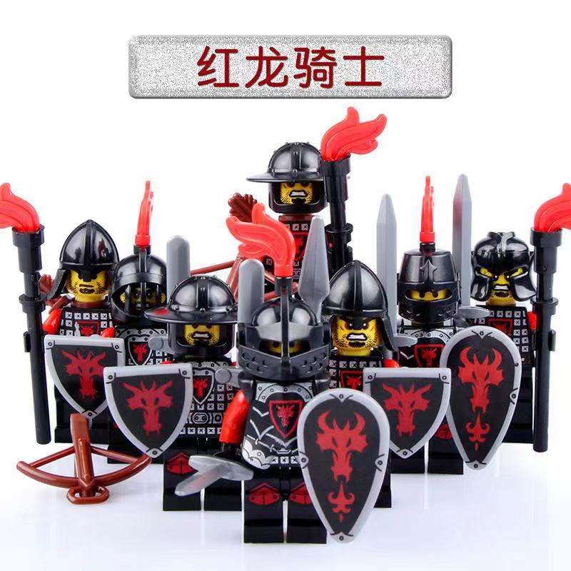 乐高lego乐高公仔中世纪骑士古罗马士兵军事人仔儿童积木拼装人偶玩具